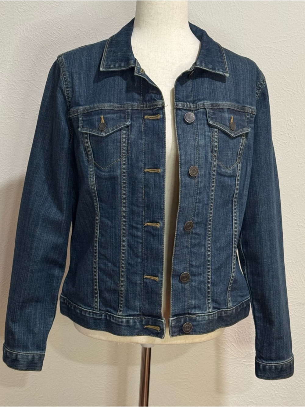 Lands End Classic Dark Blue Denim Jacket - Women Size M (10-12)
